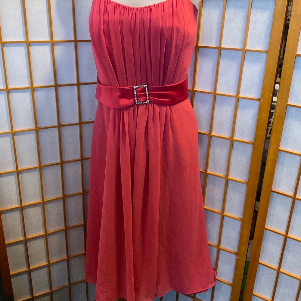 Vibrant Peony strapless special occasion dress with dazzle belt